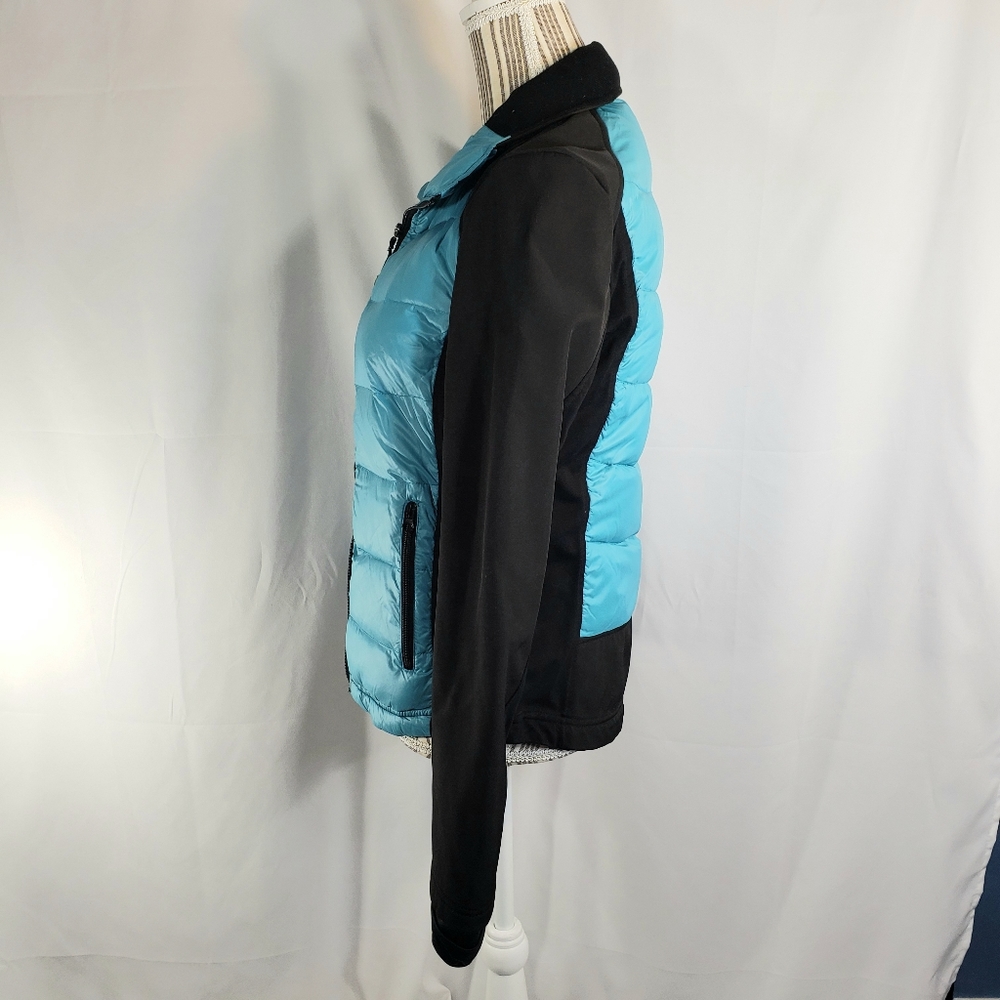 Halifax Traders Aqua & Black Down Puffer Jacket Size Medium - Picture 3 of 9